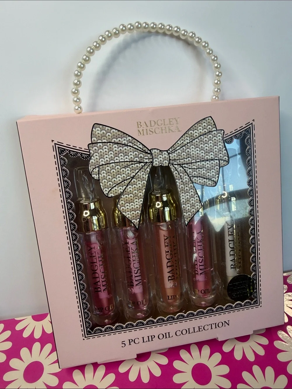 Badgley Mischka Pink and Clear‎ 5-Piece Lip Oil Set